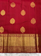 Maroon Red Kanjeevaram Saree with All over Nakshatra Weaving (Zari Dots) & Traditional Floral Border
