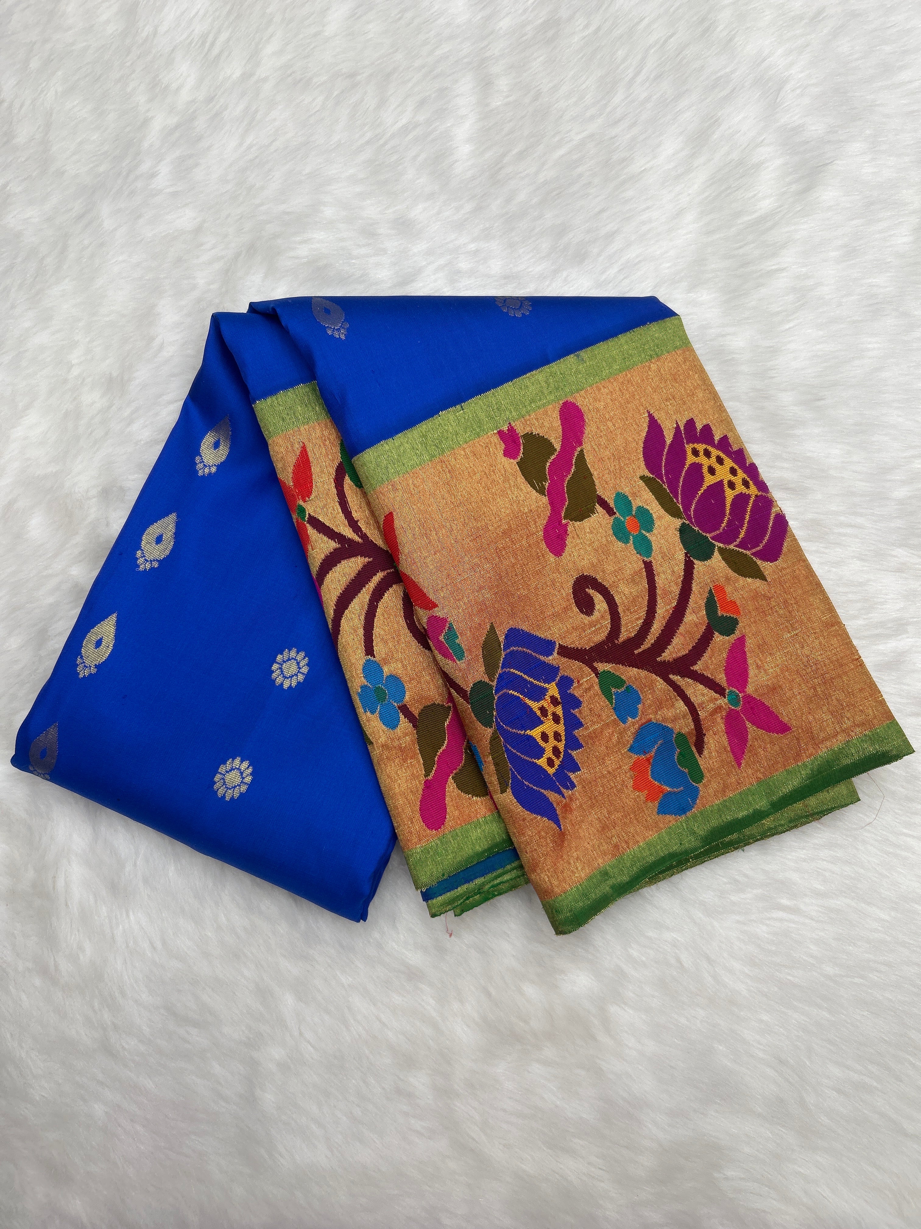 Blue Kanjeevaram x Paithani Fusion Silk Saree