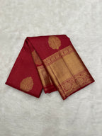 Maroon Red Kanjeevaram Saree with All over Nakshatra Weaving (Zari Dots) & Traditional Floral Border