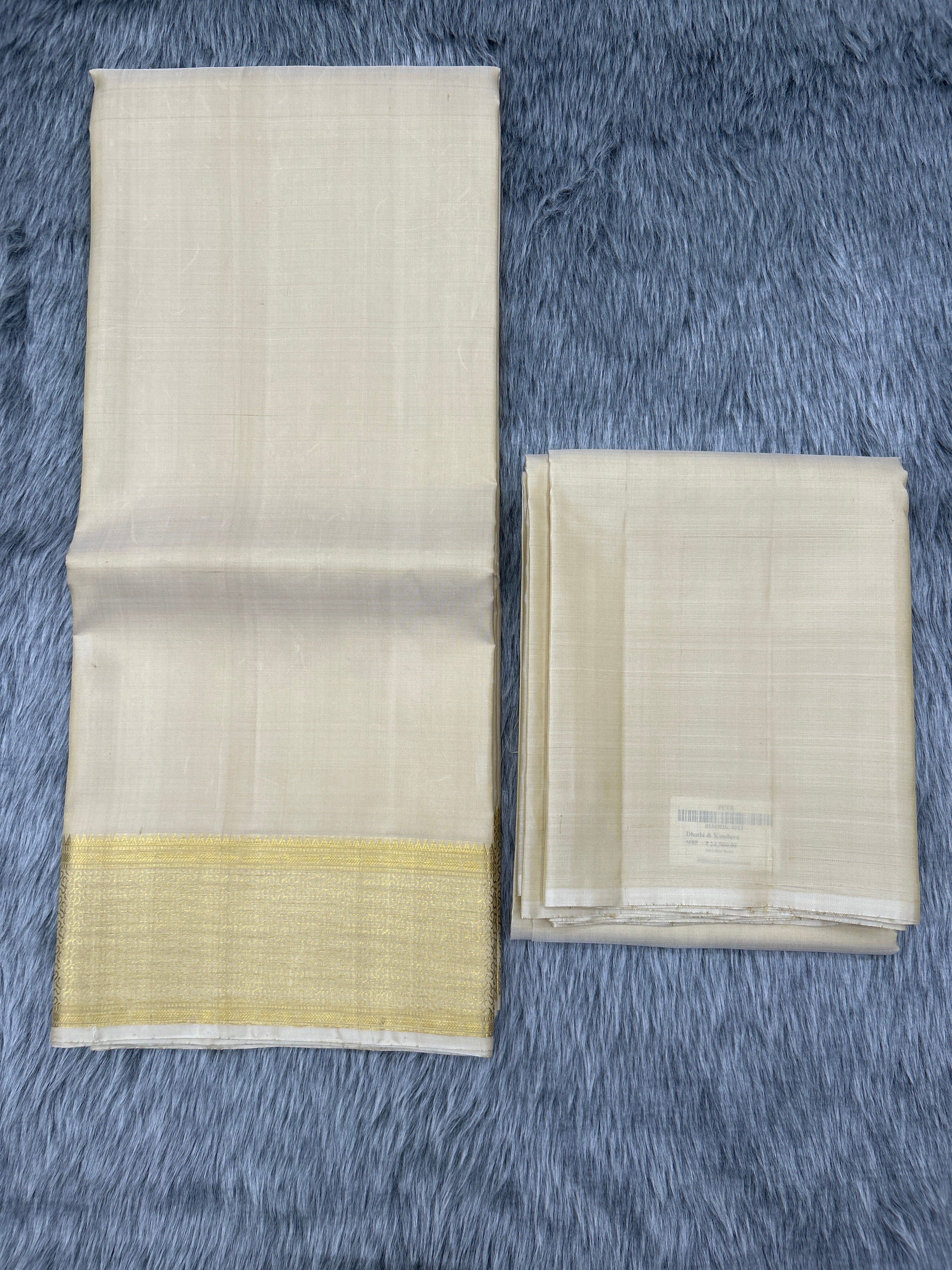 Handloom Dhoti,Kanduva & Shirt/Kurta piece (3 pc Set)