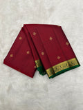 Maroon Classic Vintage Kanjeevaram Saree with Contrast Green Small Border
