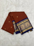 Brown with Blue Korvai Vintage Kanjeevaram Silk Saree [Recreation]