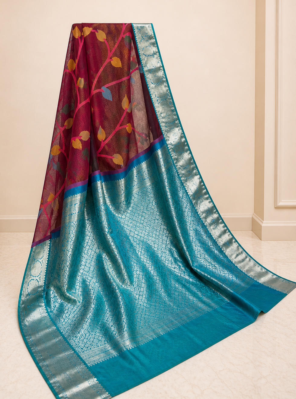 Zari Kota x Kanchi Fusion Saree