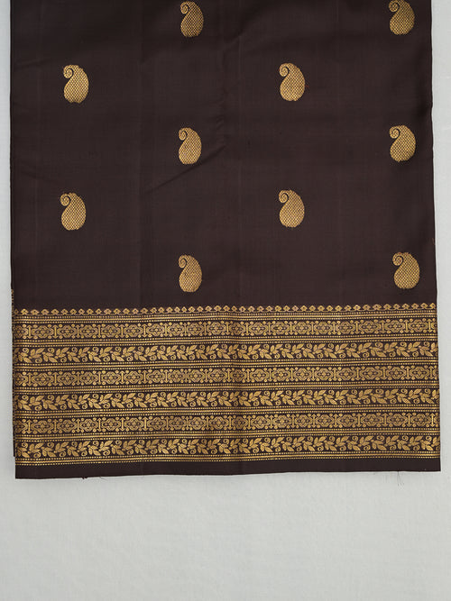 Brown Vintage Kanjeevaram Saree with Mango Motifs & Rich Border