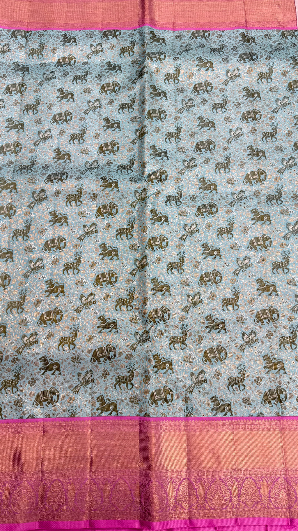 Korvai Kanjeevaram Silk Saree with traditional Vana Singaram