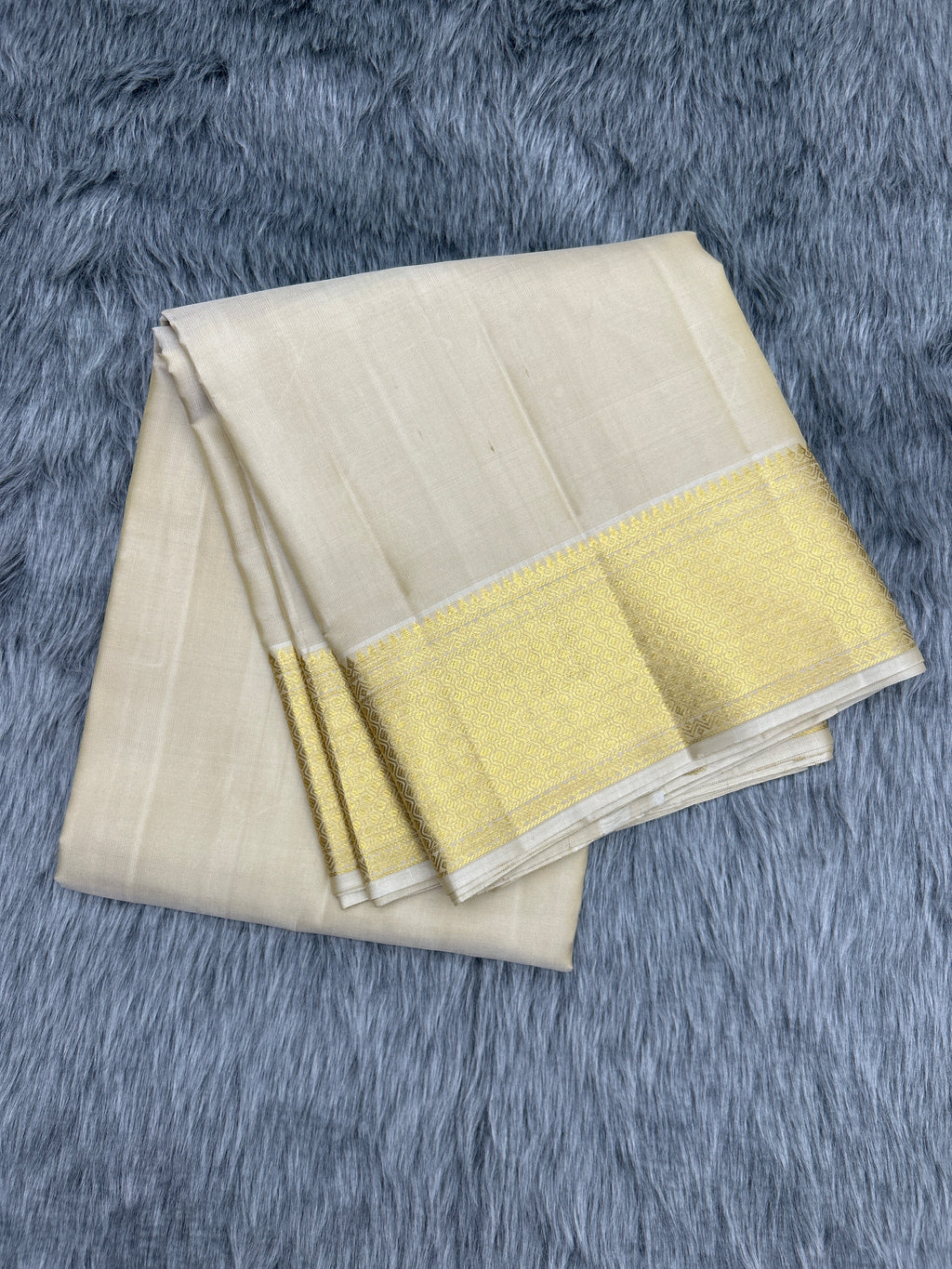 Wheatish Gold Handloom Dhoti,Kanduva & Shirt/Kurta piece (3 pc Set)