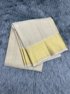 Wheatish Gold Handloom Dhoti,Kanduva & Shirt/Kurta piece (3 pc Set)