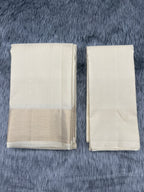 Pearl White Handloom Dhoti,Kanduva & Shirt/Kurta piece (3 pc Set)