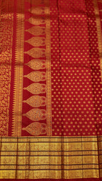 Bright Rust Kanjeevaram silk Saree with Vanam Singaram and (Varisapet / Meena) Border