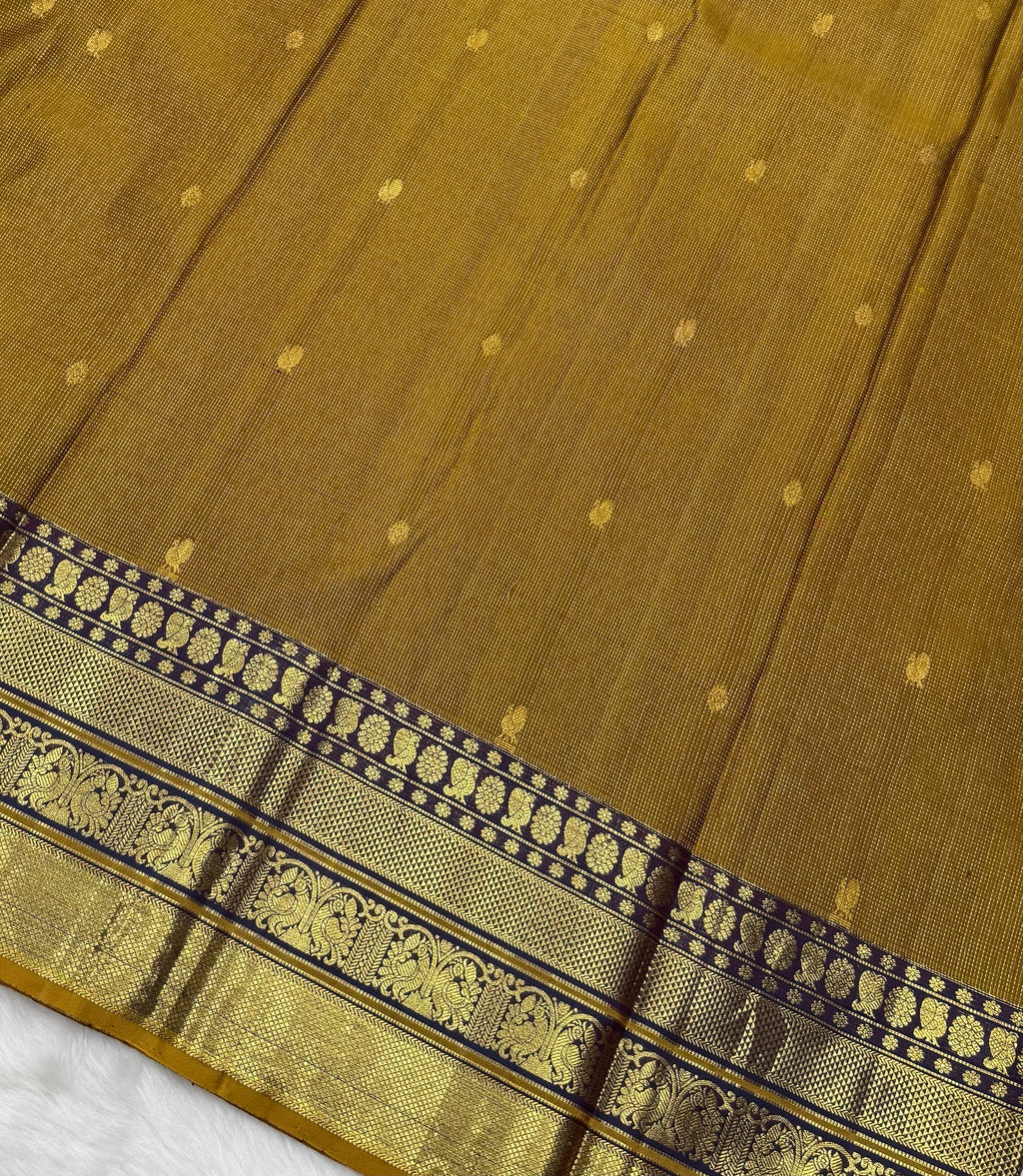 Vintage Kanjeevaram Saree with Nakshatra on body & Mustard Meena Border