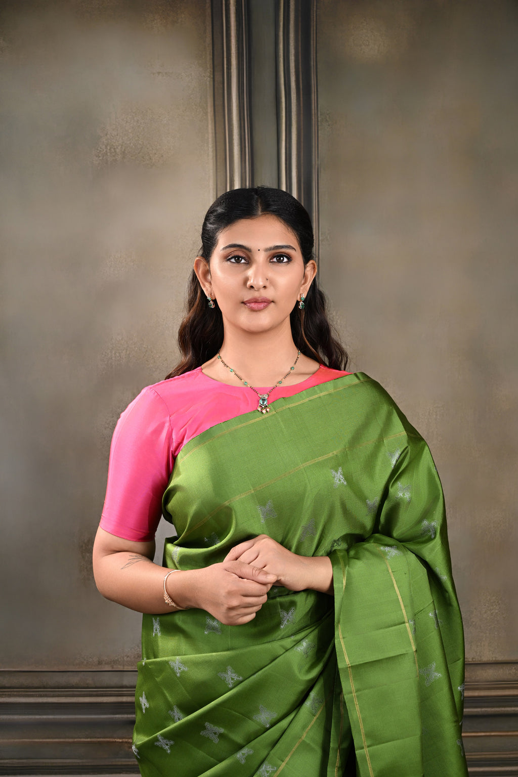 Leaf Green No Zari Vintage Kanjeevaram Saree