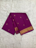 Magenta Pink Vintage Kanjeevaram Silk Saree with Small Traditional Zari Border