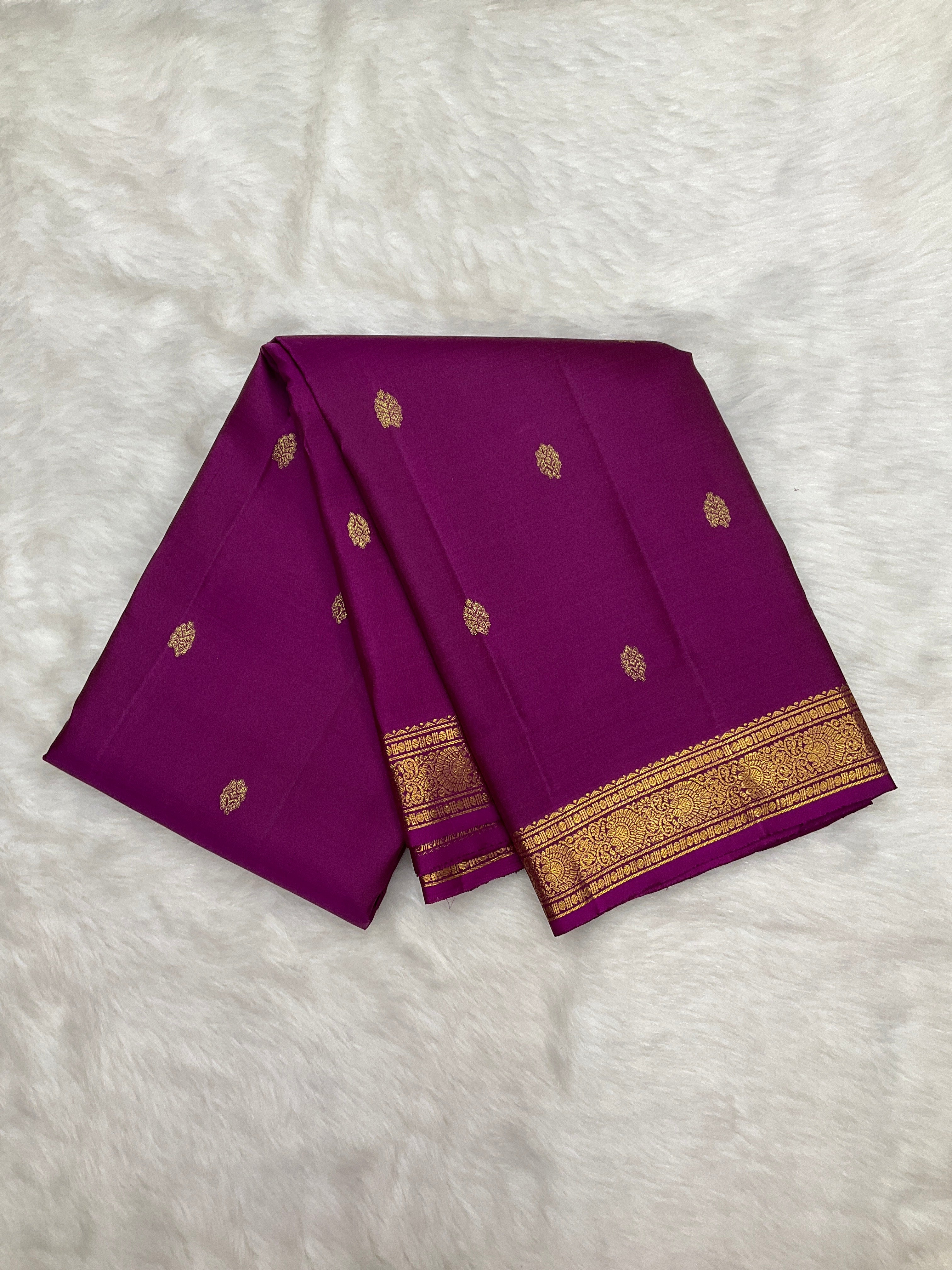 Magenta Pink Vintage Kanjeevaram Silk Saree with Small Traditional Zari Border