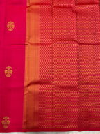 Pink & Red Dual Tone Borderless Kanjeevaram saree with Gandaberunda motif