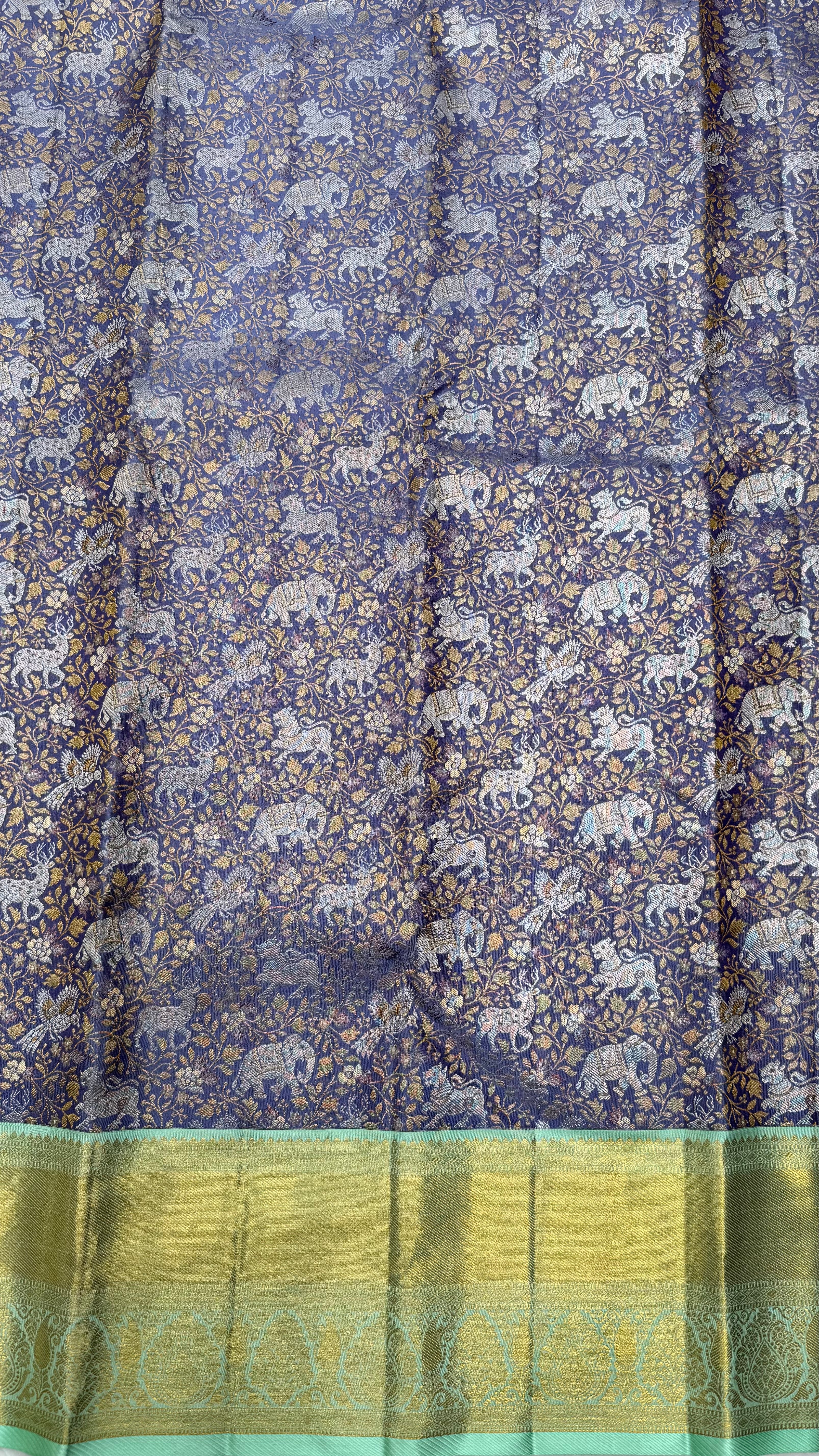 Korvai Kanjeevaram Silk Saree with traditional Vana Singaram