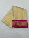 Ivory Cream & Pink Korvai Border Dhothi & Kanduva