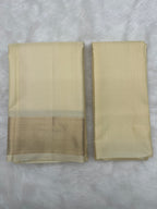 Cream Handloom Dhoti Kanduva & Shirt/Kurta Set (3 pc set)