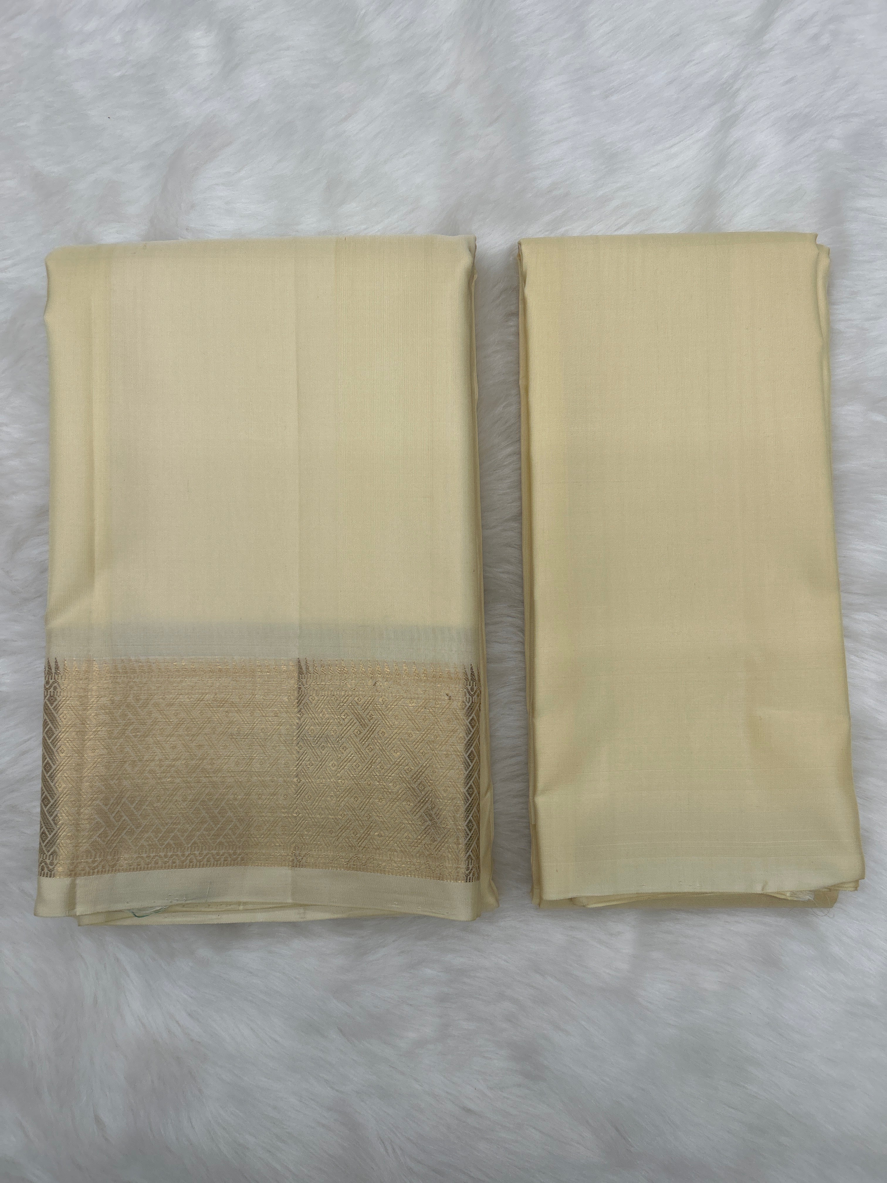 Cream Handloom Dhoti Kanduva & Shirt/Kurta Set (3 pc set)