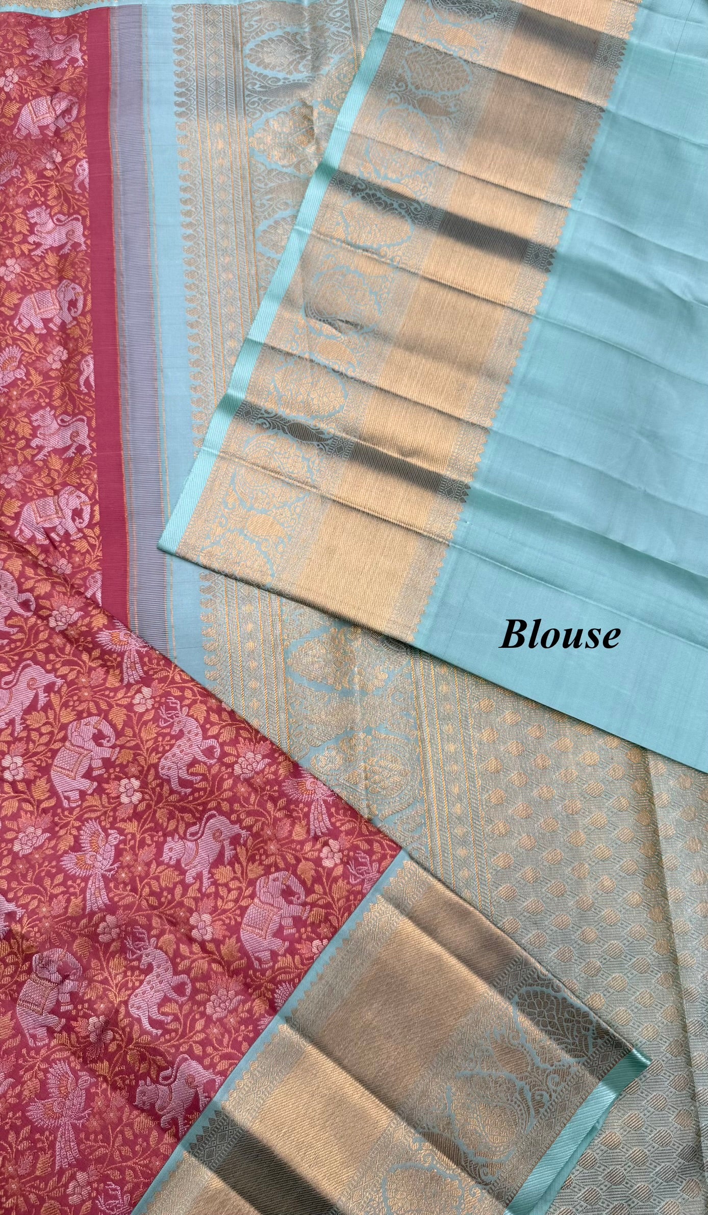 Korvai Kanjeevaram Silk Saree with traditional Vana Singaram