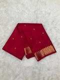 Red Vintage Kanjeevaram Silk Saree with Traditional Thapet Border