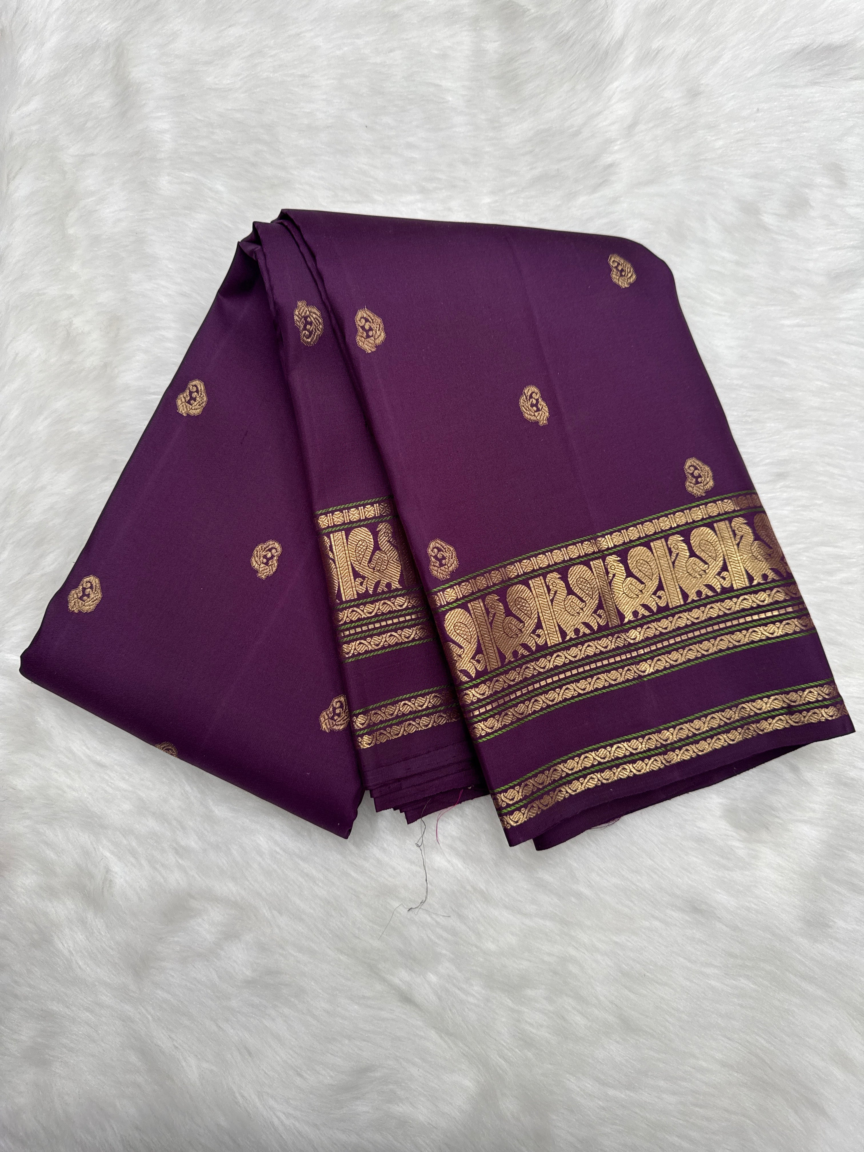Roya Purple Kanjeevaram Silk Saree with Meena Border