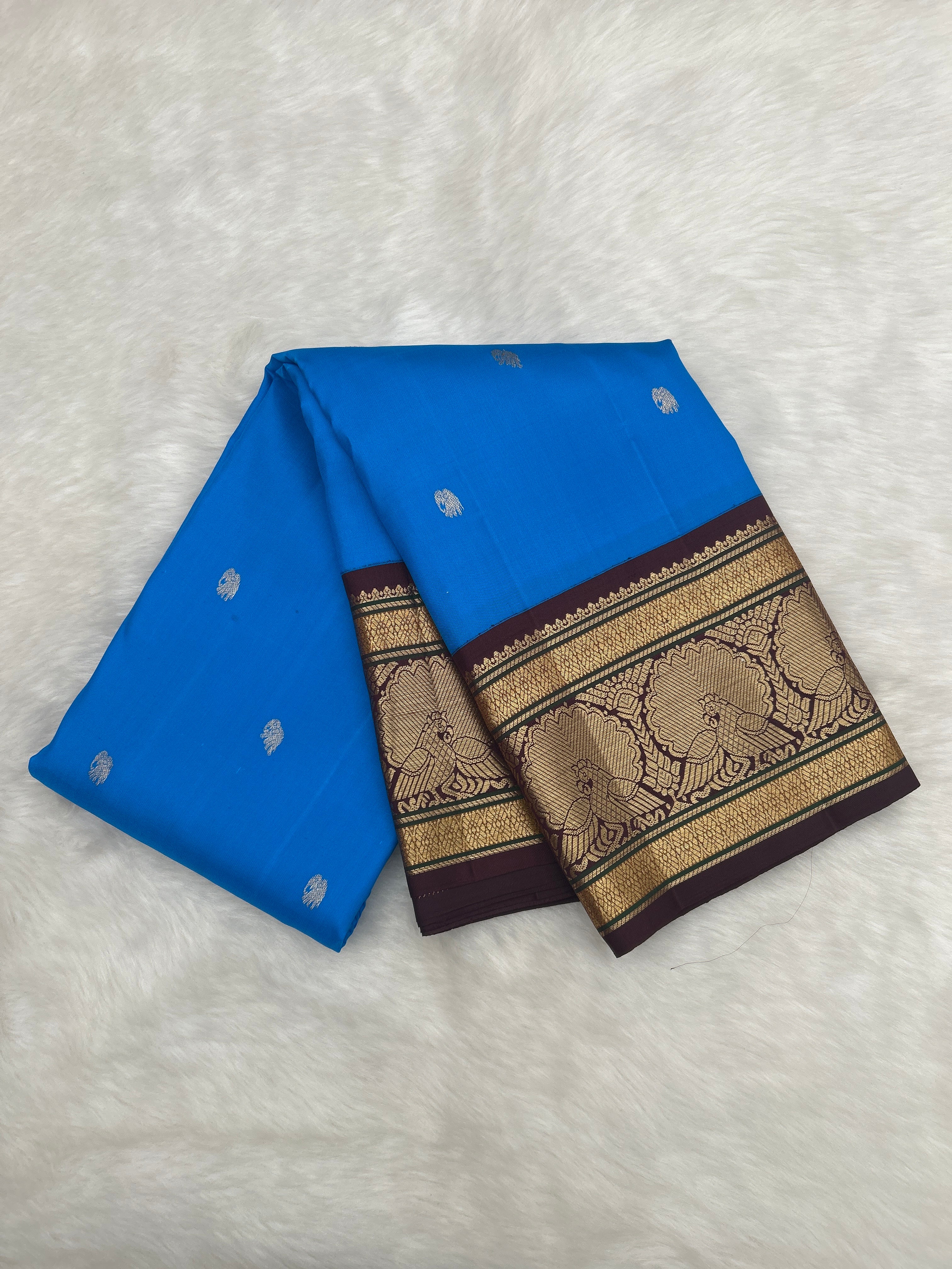Ananda & Coffee Brown Korvai Kanjeevaram Silk Saree with Meena Border [Recreation]