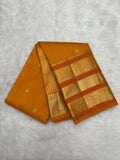 Mustard Orange Kanjeevaram Silk Saree with Meena border