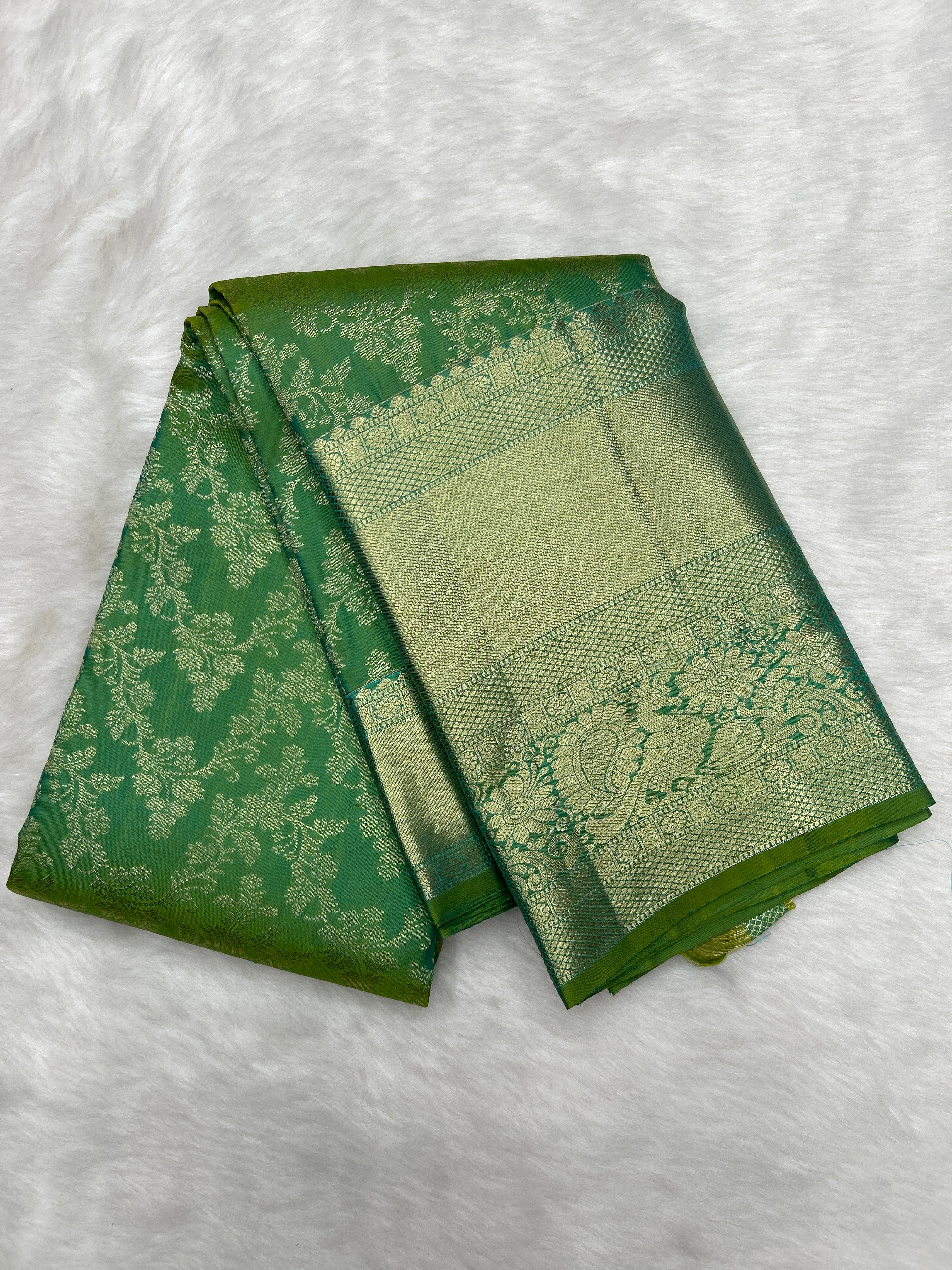 Emerald Green Brocade Kanjeevaram Silk Saree