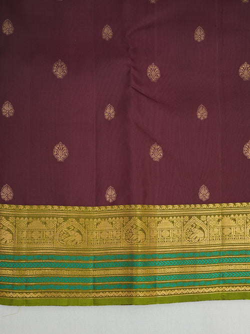 Black Raspberry Vintage Kanjeevaram Saree with Meena Border