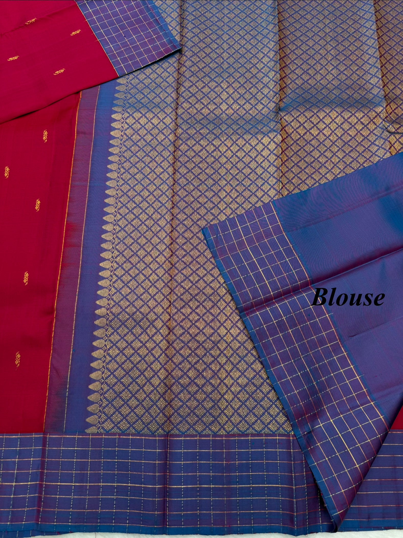 Vintage Kanjeevaram Saree with Zari Checks in Border