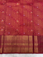 Vintage Kanjeevaram Saree with Close Oosi weaveing , Cross Kalanjali Design & Silver Zari Highlighted Flower Motifs