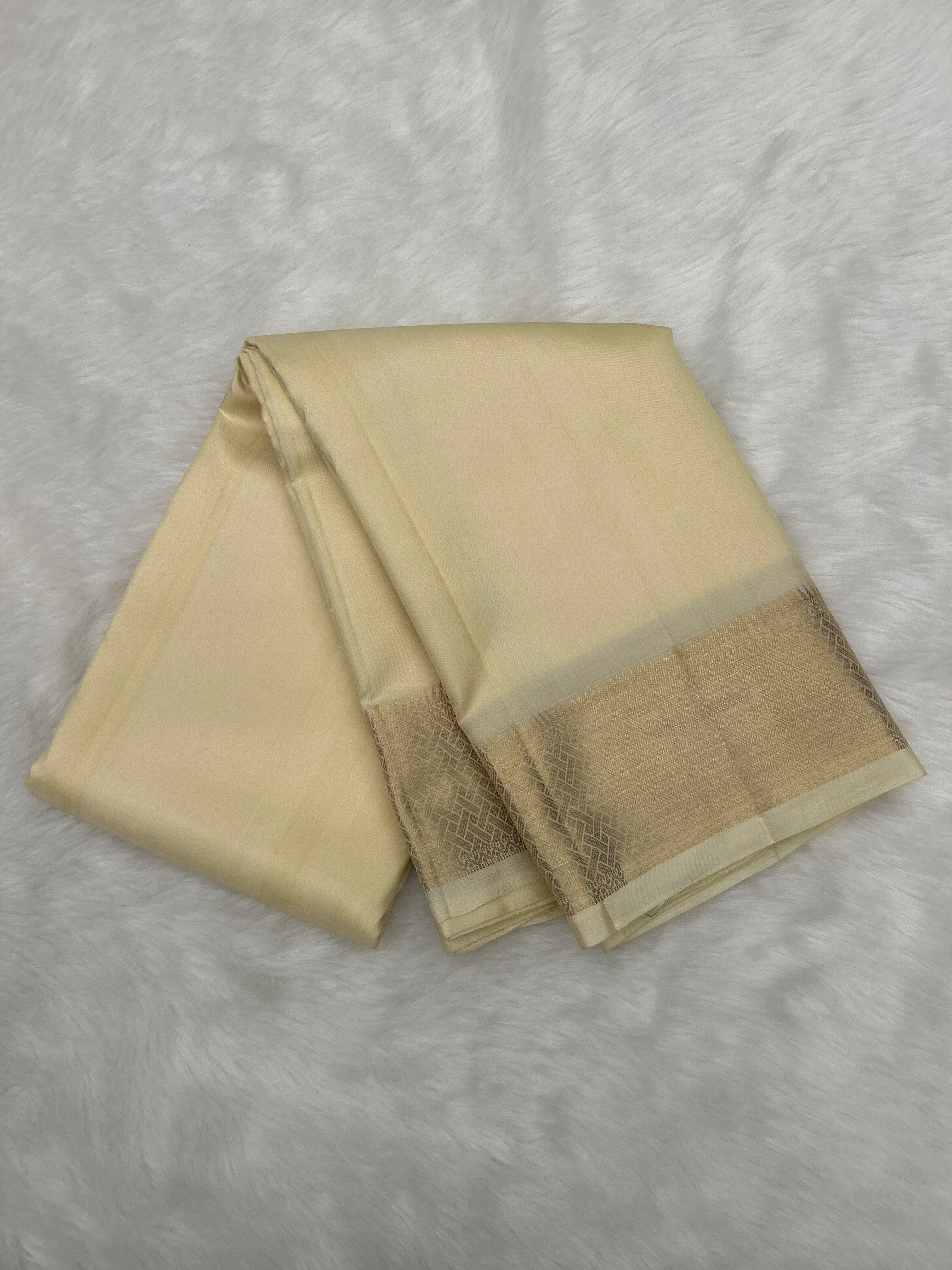 Cream Handloom Dhoti Kanduva & Shirt/Kurta Set (3 pc set)