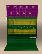 Borderless Kanjeevaram Saree with contrast Pallu & Blouse