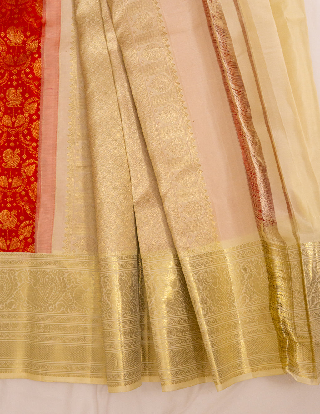 Red & Ivory Koravai Brocade Kanjeevaram Saree