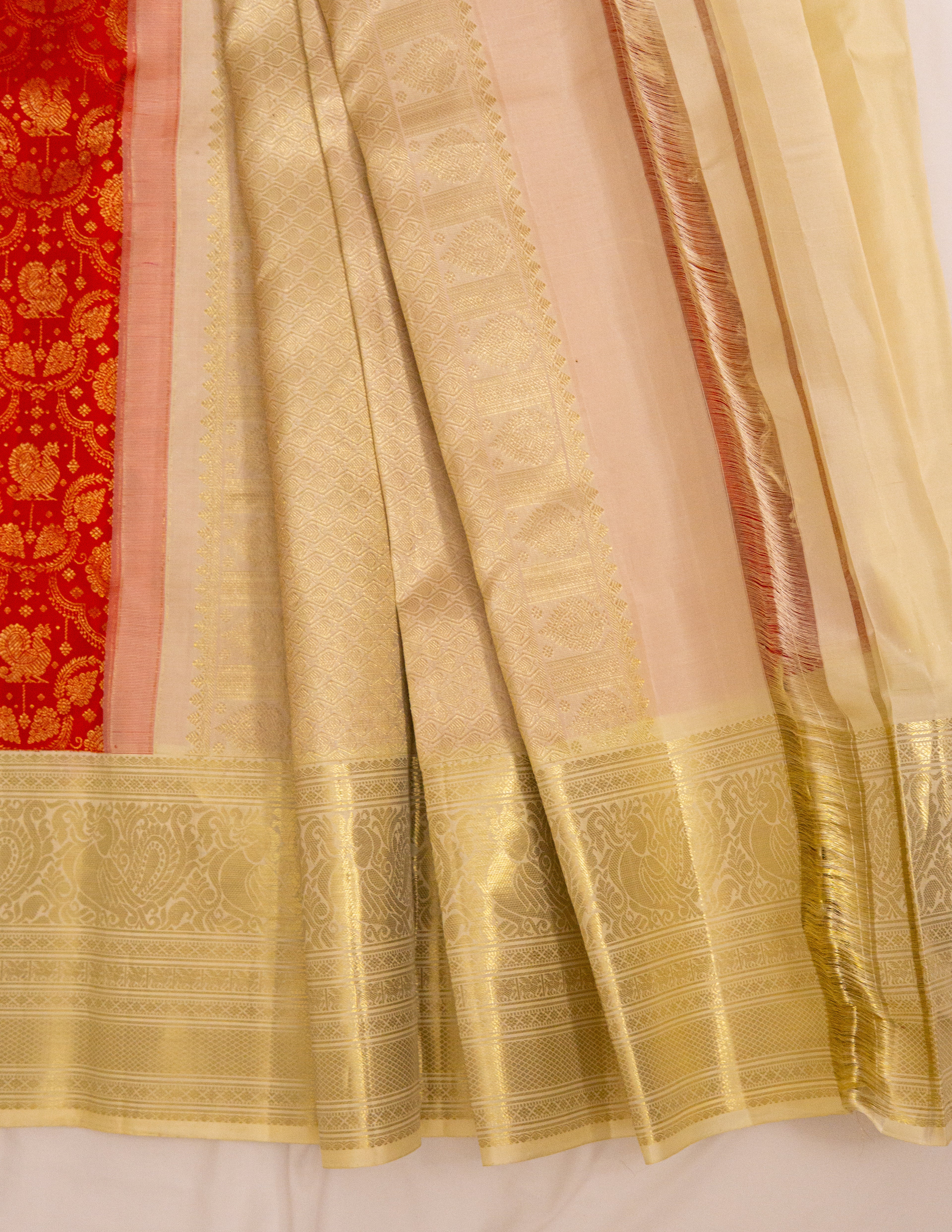 Red & Ivory Koravai Brocade Kanjeevaram Saree