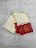 Off white with Red Korvai Vintage Kanjeevaram Saree