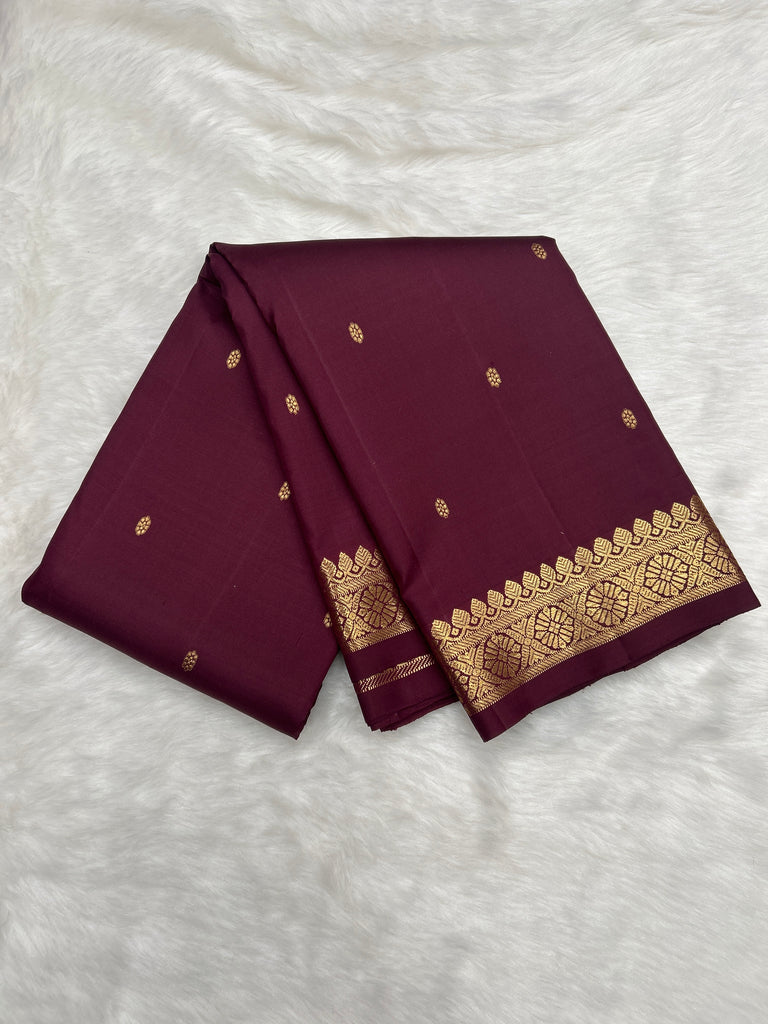 Brown Vintage Kanjeevaram Silk Saree with Traditional Thapet Border