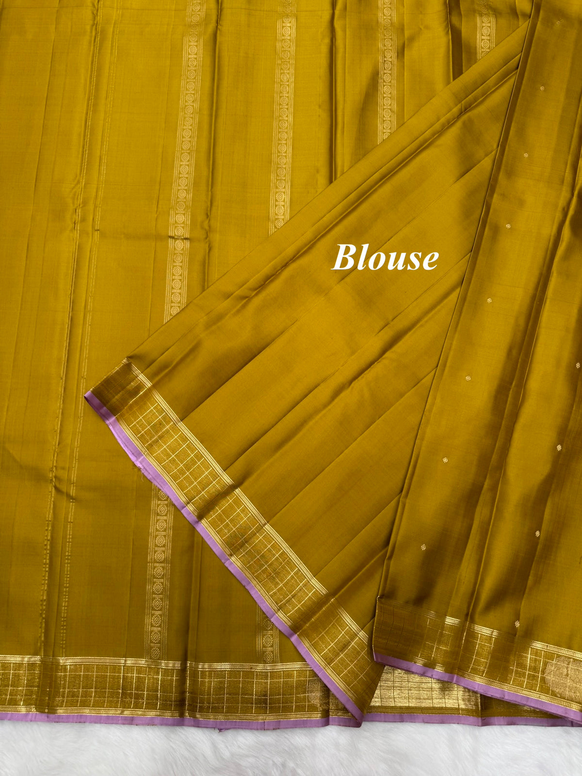 Metallic Vintage Kanjeevaram Saree with a Checks Border & Lavender Edge Border