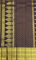 Rich Maroon Kanjeevaram silk Saree with Vanam Singaram and (Varisapet / Meena) Border