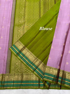 Onion Pink Vintage Kanjeevaram Saree with Green Meena Border