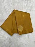 Golden yellow Borderless Kanjeevaram SIlk Saree with Vairaoosi lines