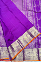 Purple Kanjeevaram Silk saree with Fine Oosi & Cross Kalanjali design