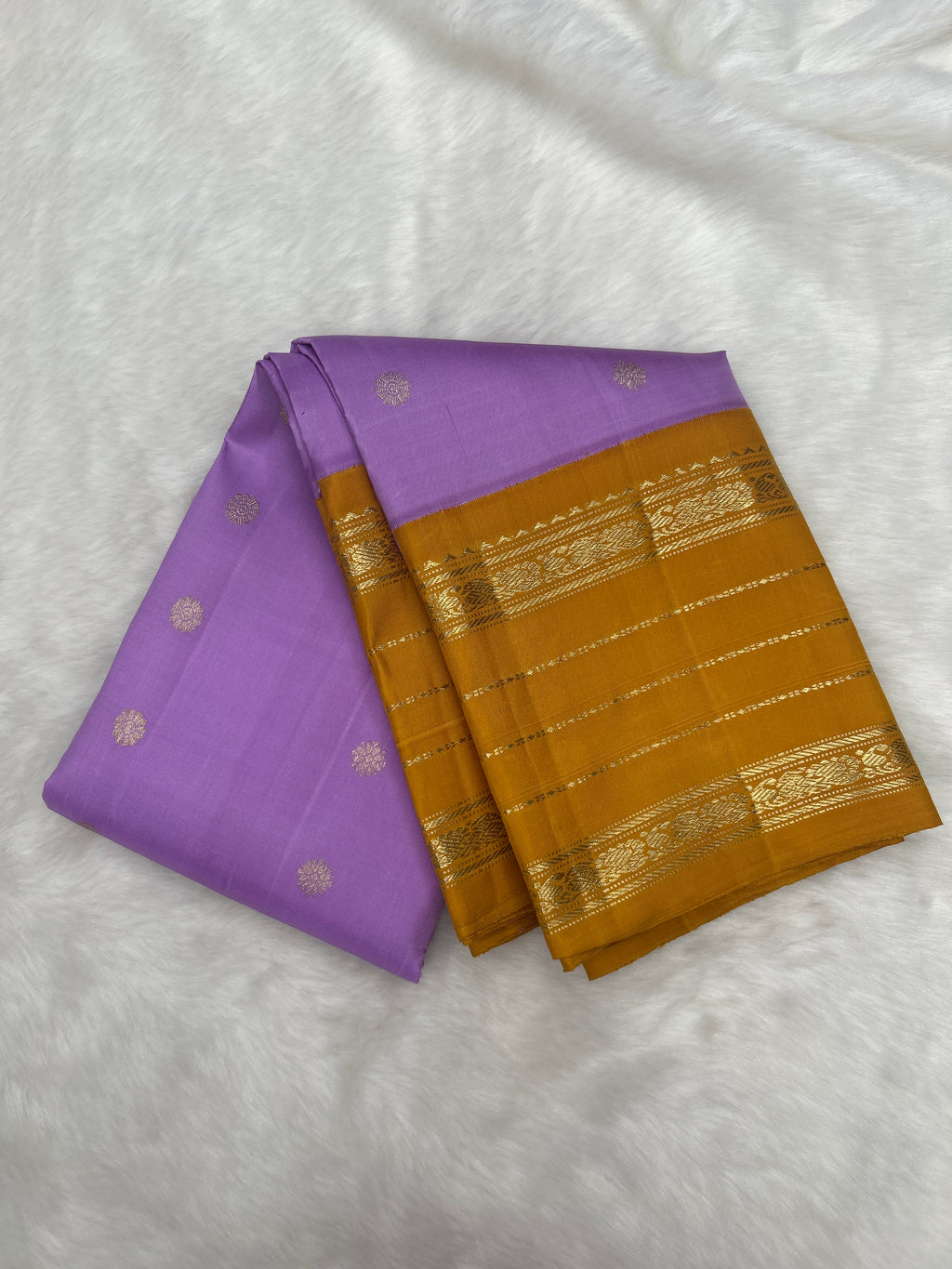 Lilac & Orange Korvai Vintage Kanjeevaram Saree