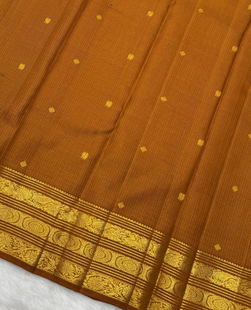 Checks Vintage Kanjeevaram Saree with Split Border