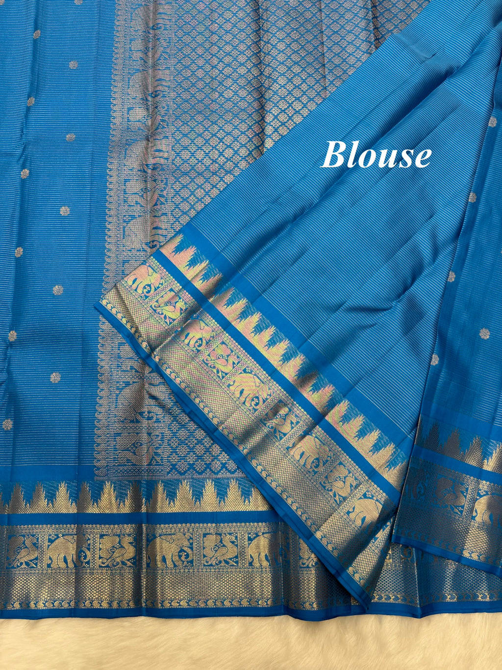 Ananda Vairaoosi Vintage Kanjeevaram Saree with a Skirt Temple & Traditional Border