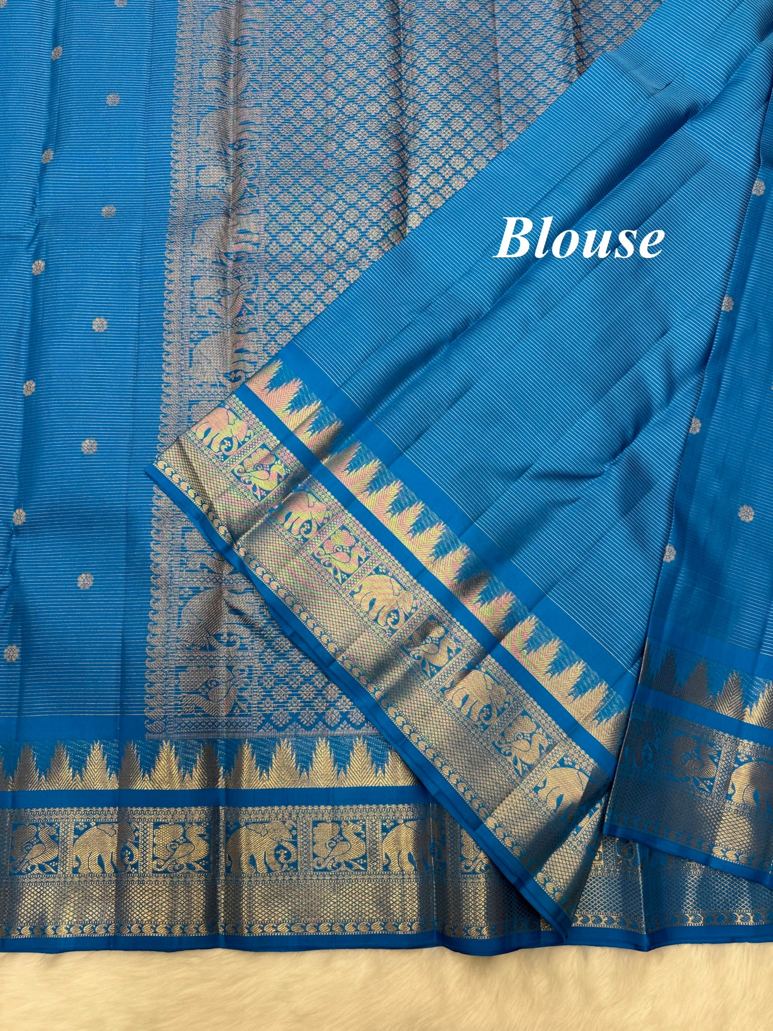 Ananda Vairaoosi Vintage Kanjeevaram Saree with a Skirt Temple & Traditional Border