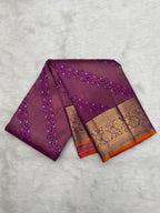 Purple Kanjeevaram Silk saree with Fine Oosi & Cross Kalanjali design