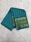 Rama Blue Vintage Kanjeevaram silk saree with Oosi Checks and (Varisapet / Meena) Border