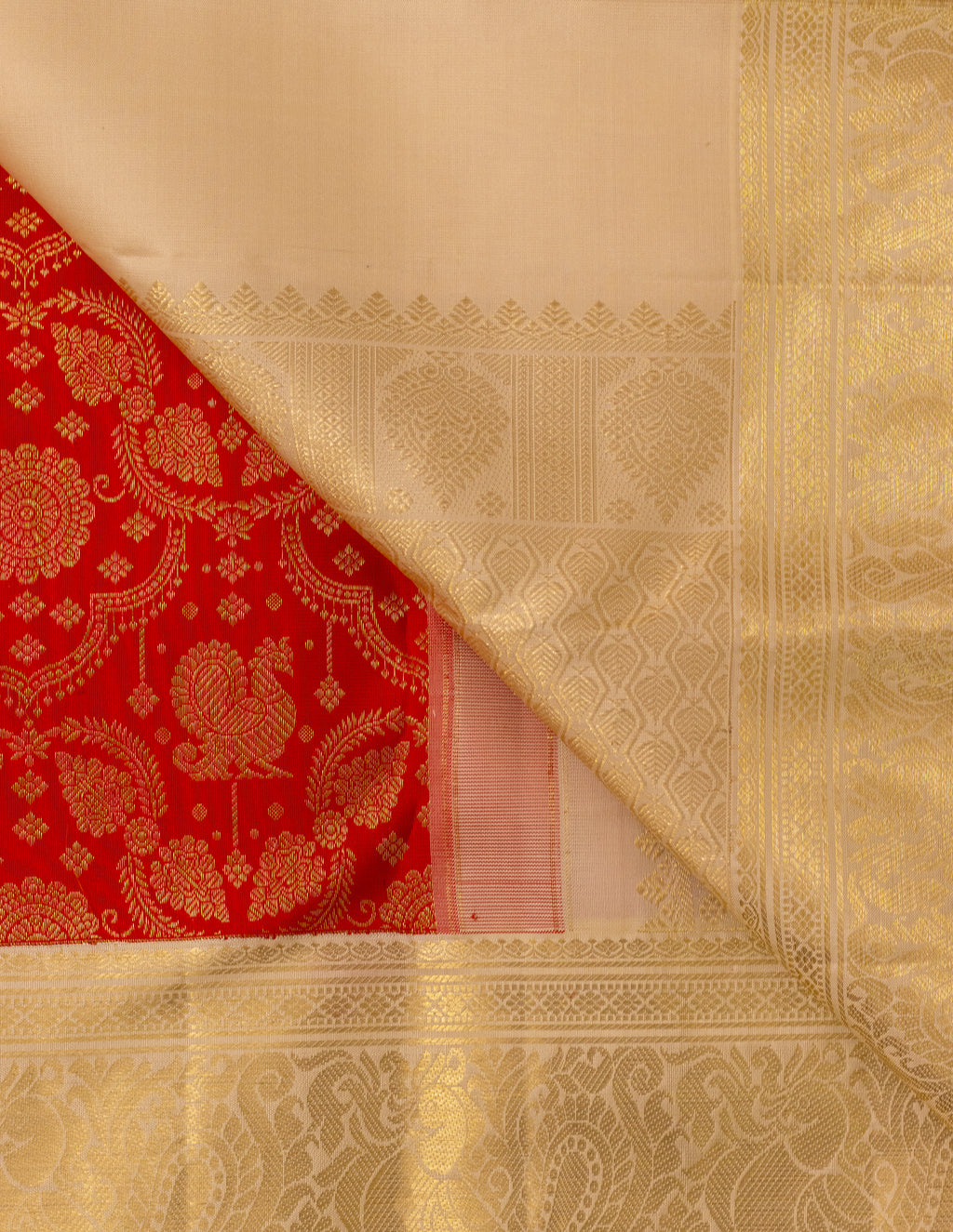 Red & Ivory Koravai Brocade Kanjeevaram Saree