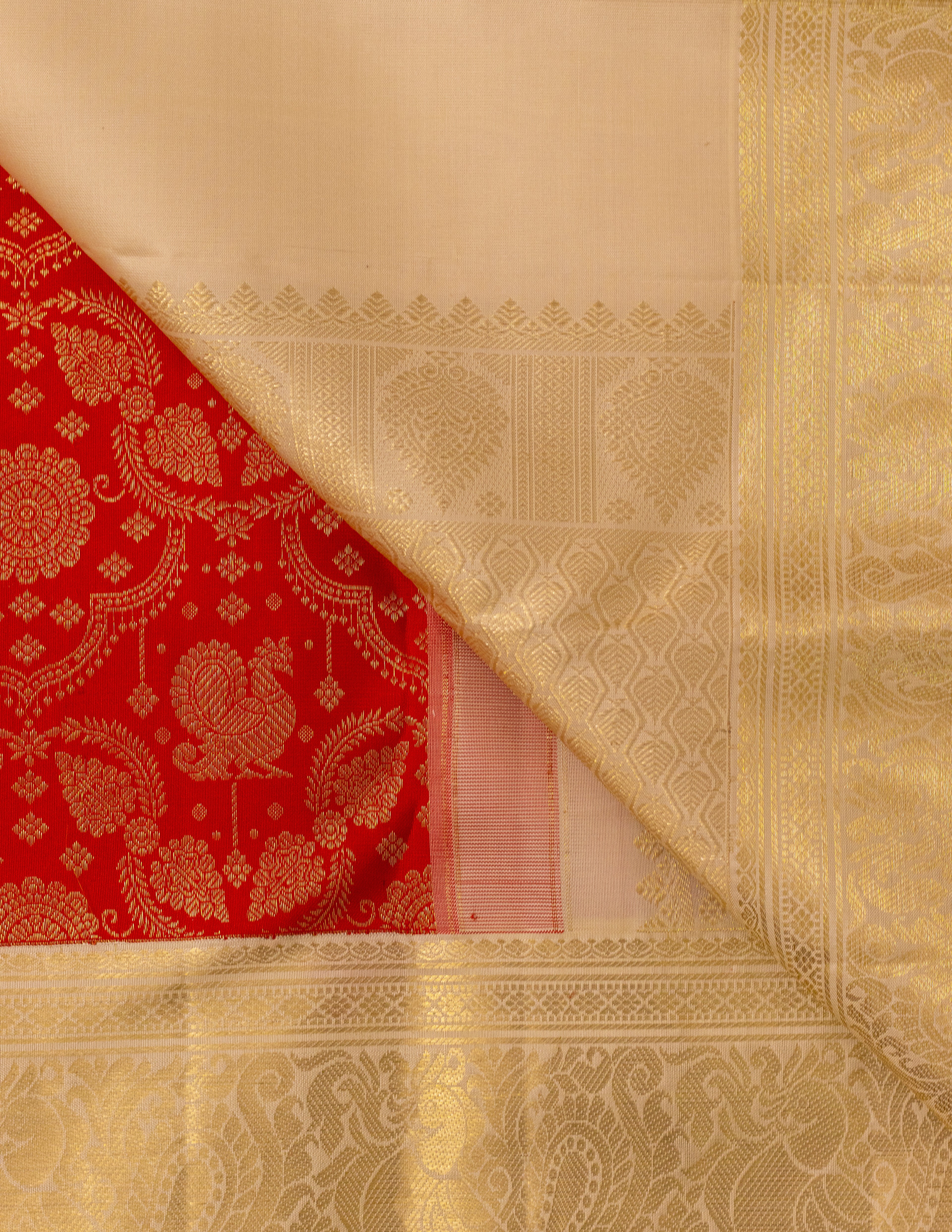 Red & Ivory Koravai Brocade Kanjeevaram Saree